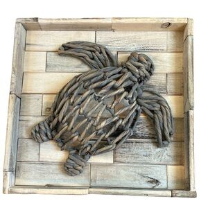 Rustic Gray Woven Turtle Wall Art